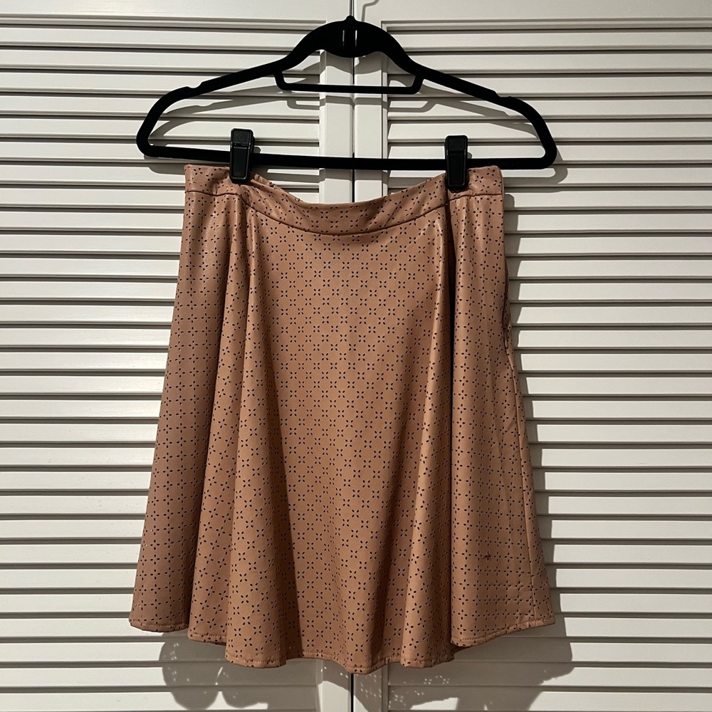 Sunday in Brooklyn Tan Skater Skirt with Dots